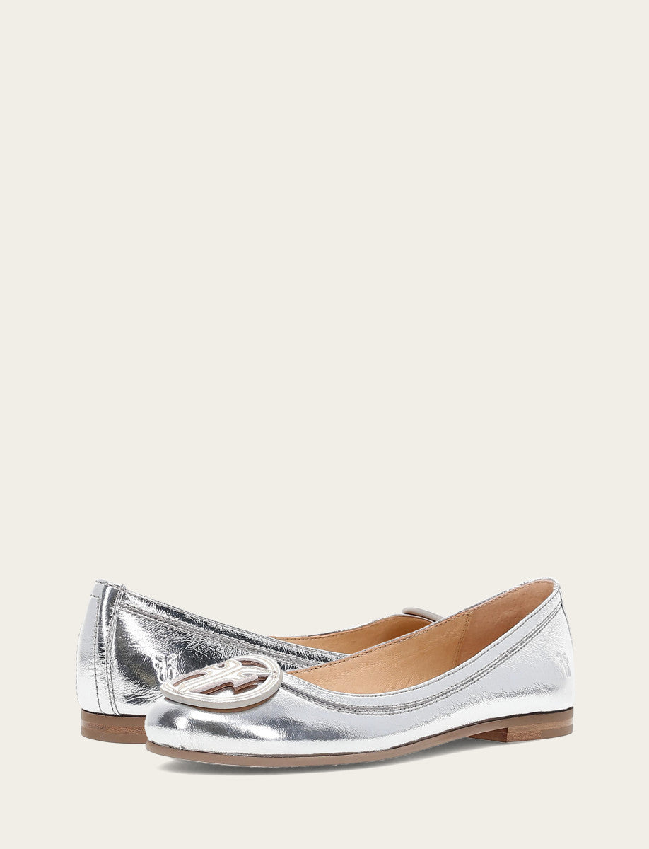 Women's Silver Carson Logo Ballet Flats | Frye Recommended