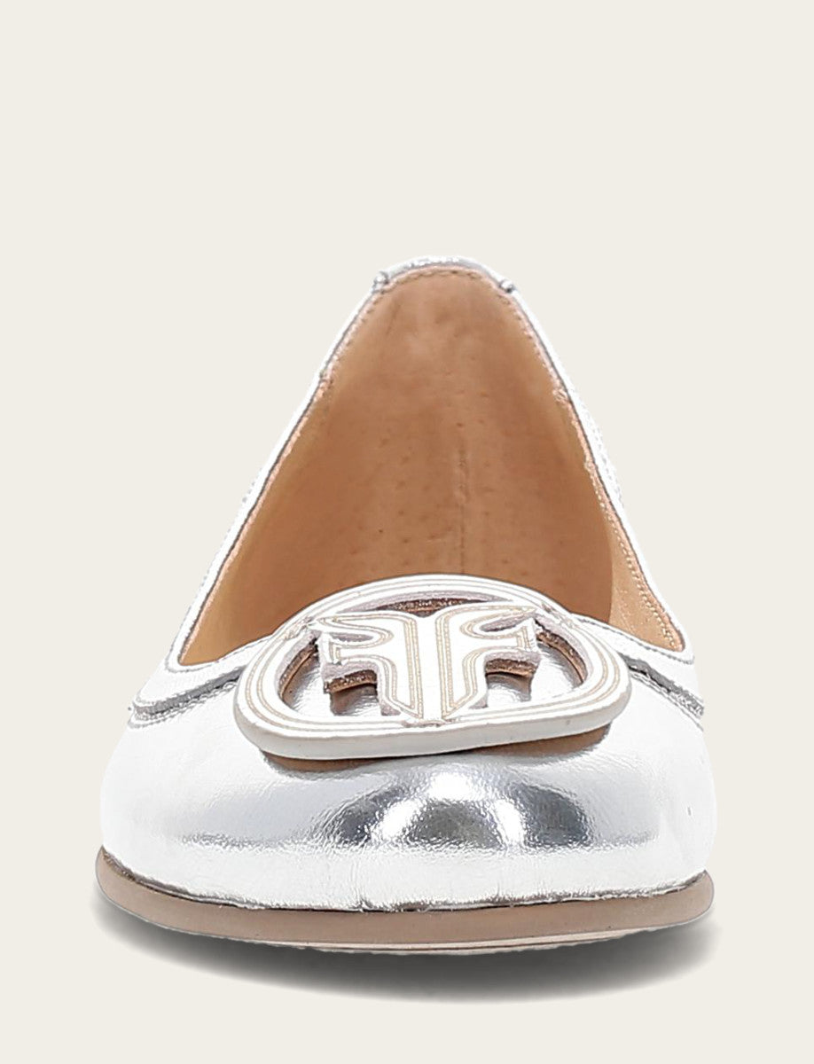 Women's Silver Carson Logo Ballet Flats | Frye Recommended