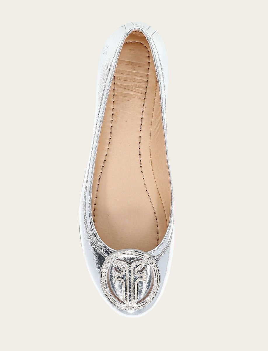 Women's Silver Carson Logo Ballet Flats | Frye Recommended