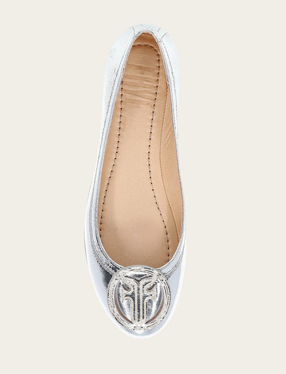 Women's Silver Carson Logo Ballet Flats | Frye Recommended