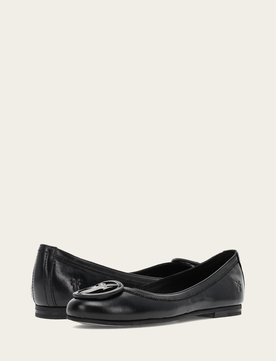 Women's Black Carson Logo Ballet Flats | Frye Quality