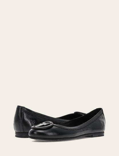 Women's Black Carson Logo Ballet Flats | Frye Quality