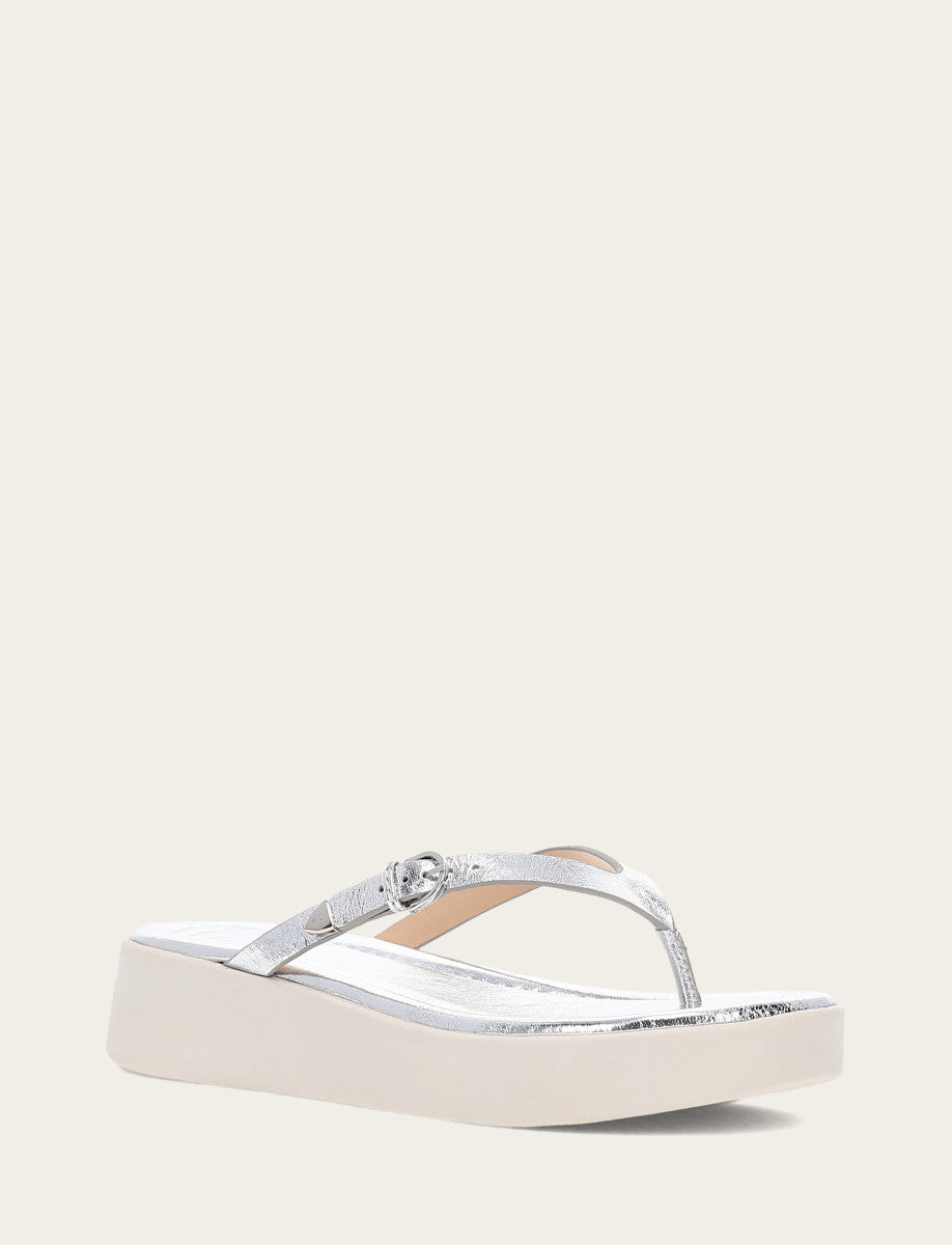 Women's Silver Maya Buckle Thong Sandals | Frye Featured