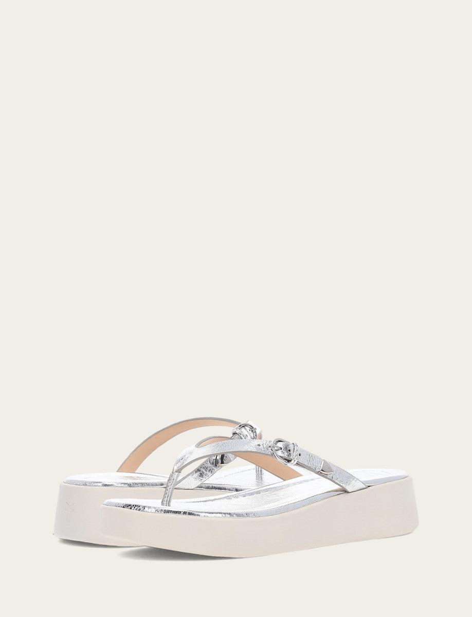 Women's Silver Maya Buckle Thong Sandals | Frye Featured