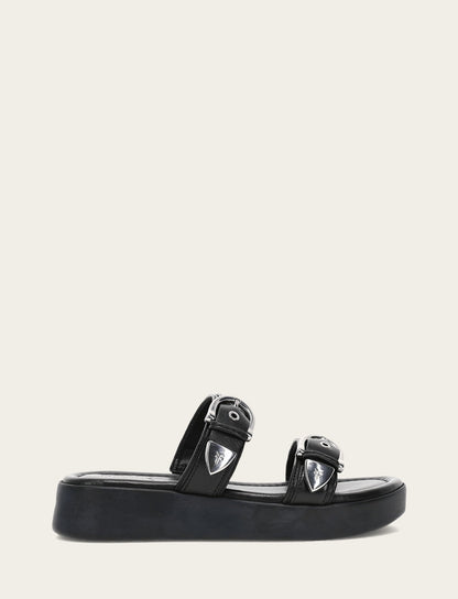 Women's Black Maya Buckle Sandals | Frye Premium