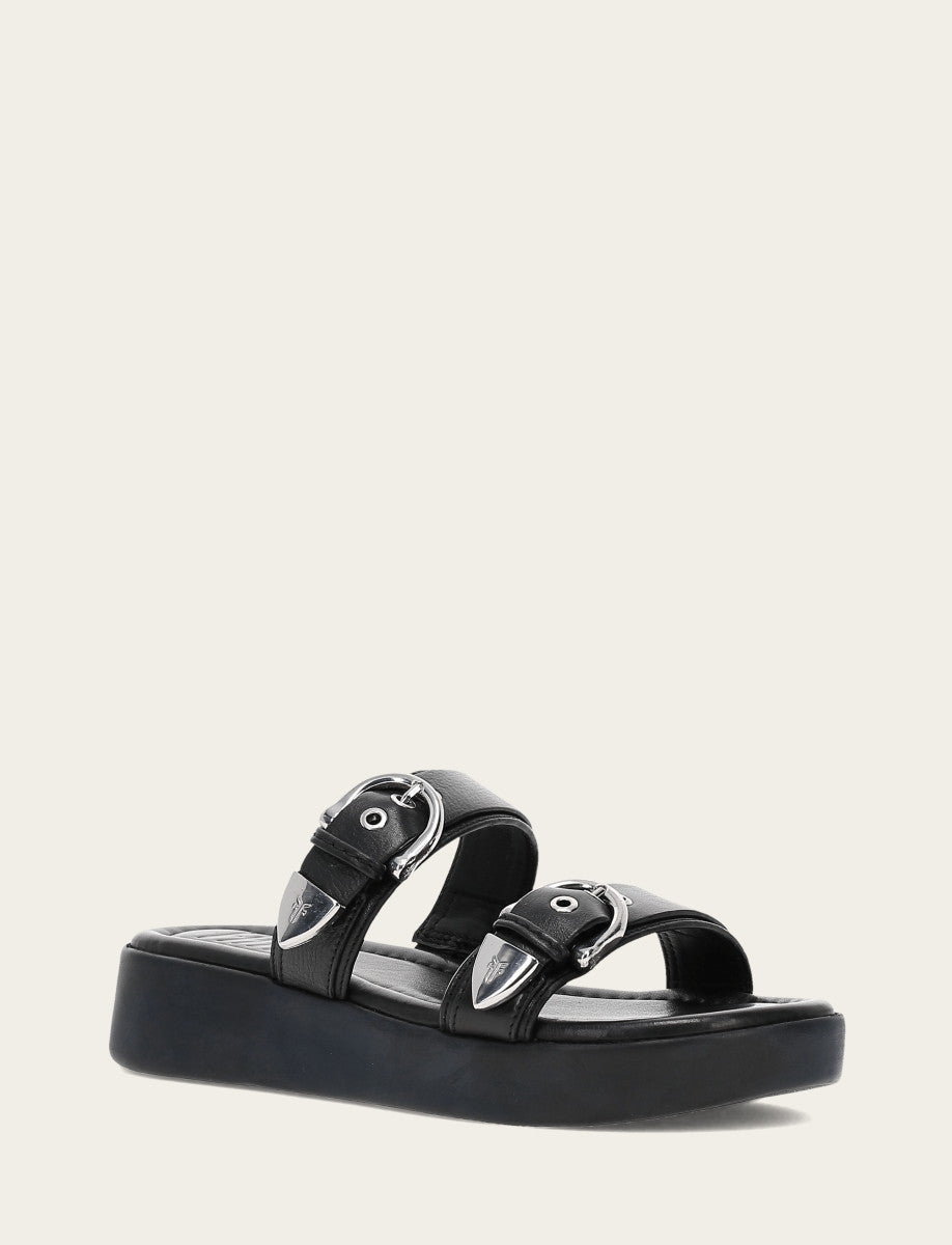 Women's Black Maya Buckle Sandals | Frye Premium