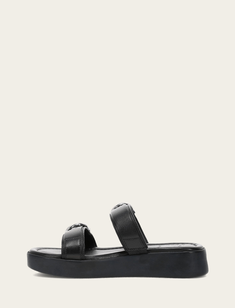 Women's Black Maya Buckle Sandals | Frye Premium