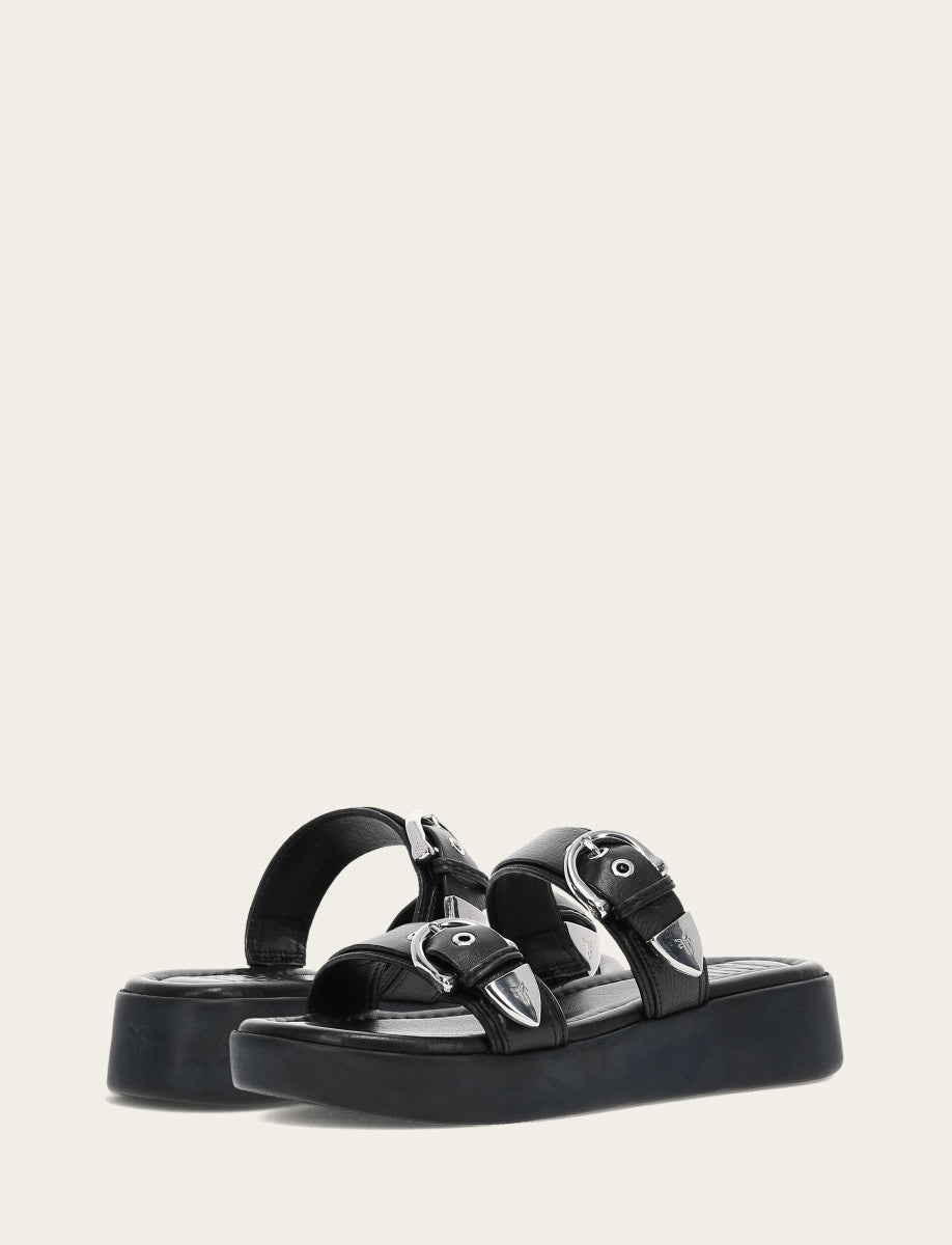 Women's Black Maya Buckle Sandals | Frye Premium