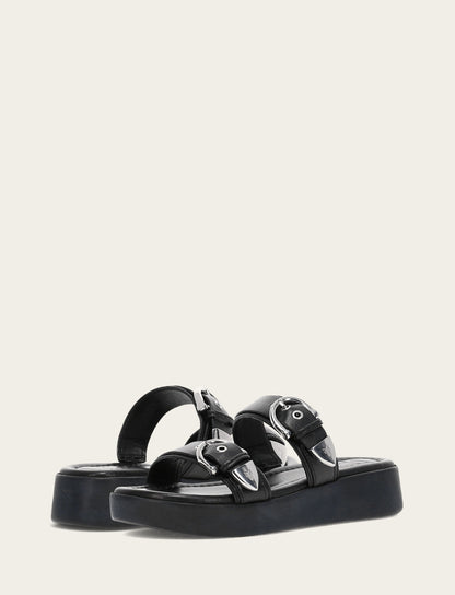 Women's Black Maya Buckle Sandals | Frye Premium