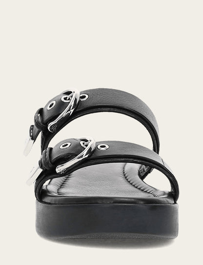 Women's Black Maya Buckle Sandals | Frye Premium