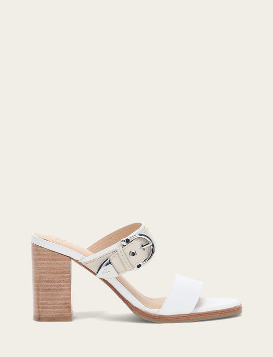 Women's White Ivory Stella Buckle Slide Sandals | Frye Deals