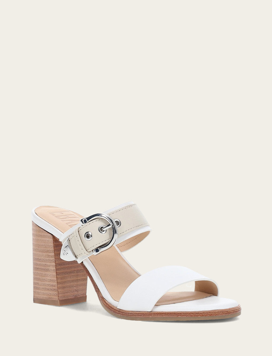 Women's White Ivory Stella Buckle Slide Sandals | Frye Deals