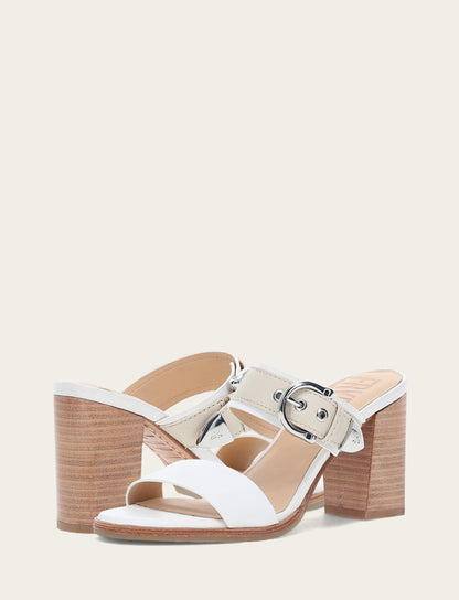Women's White Ivory Stella Buckle Slide Sandals | Frye Deals