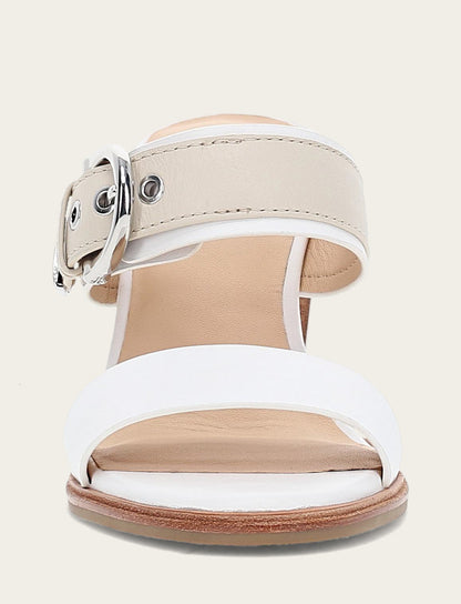 Women's White Ivory Stella Buckle Slide Sandals | Frye Deals