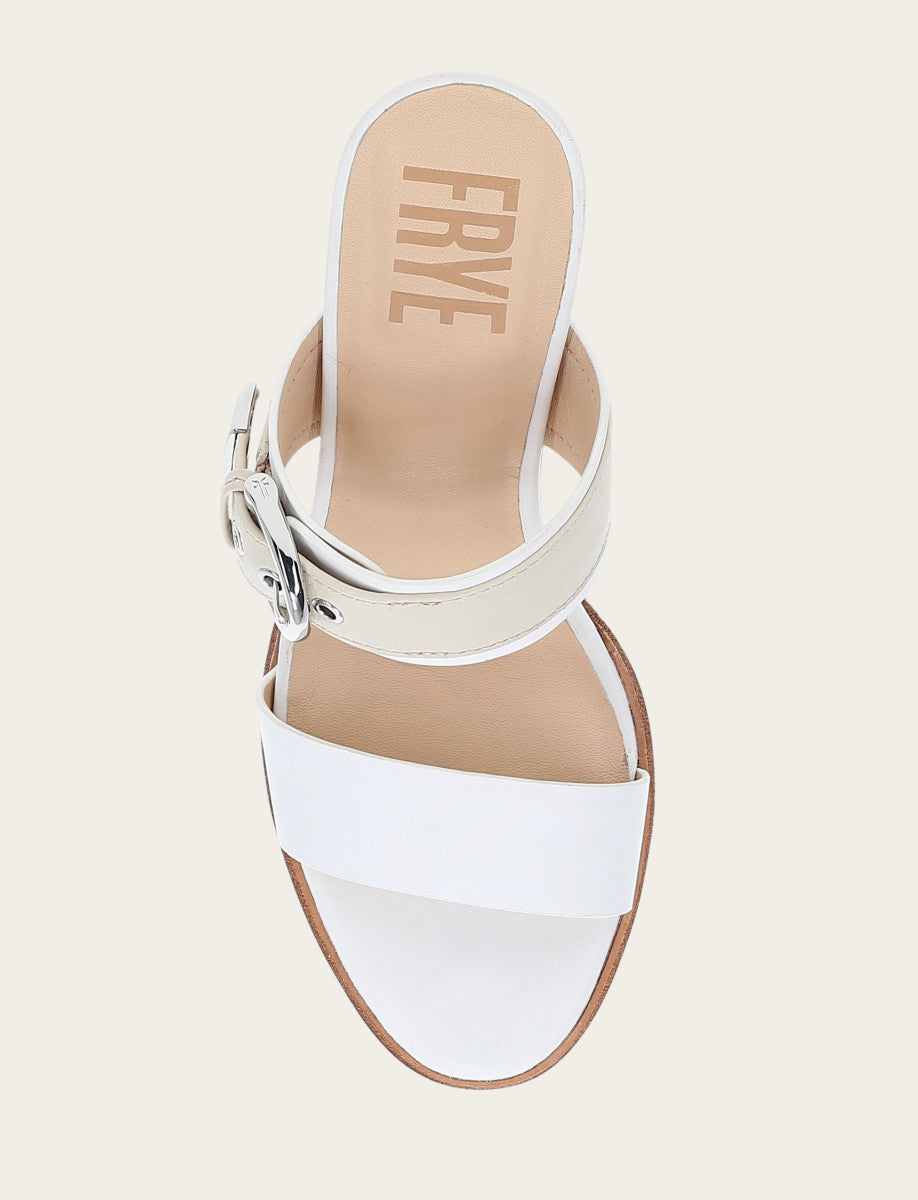 Women's White Ivory Stella Buckle Slide Sandals | Frye Deals