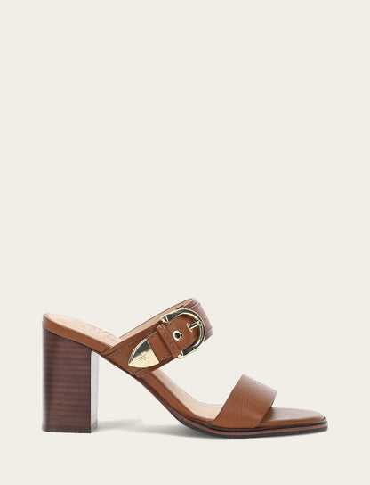 Women's Dark Latte Stella Buckle Slide Sandals | Frye Trusted