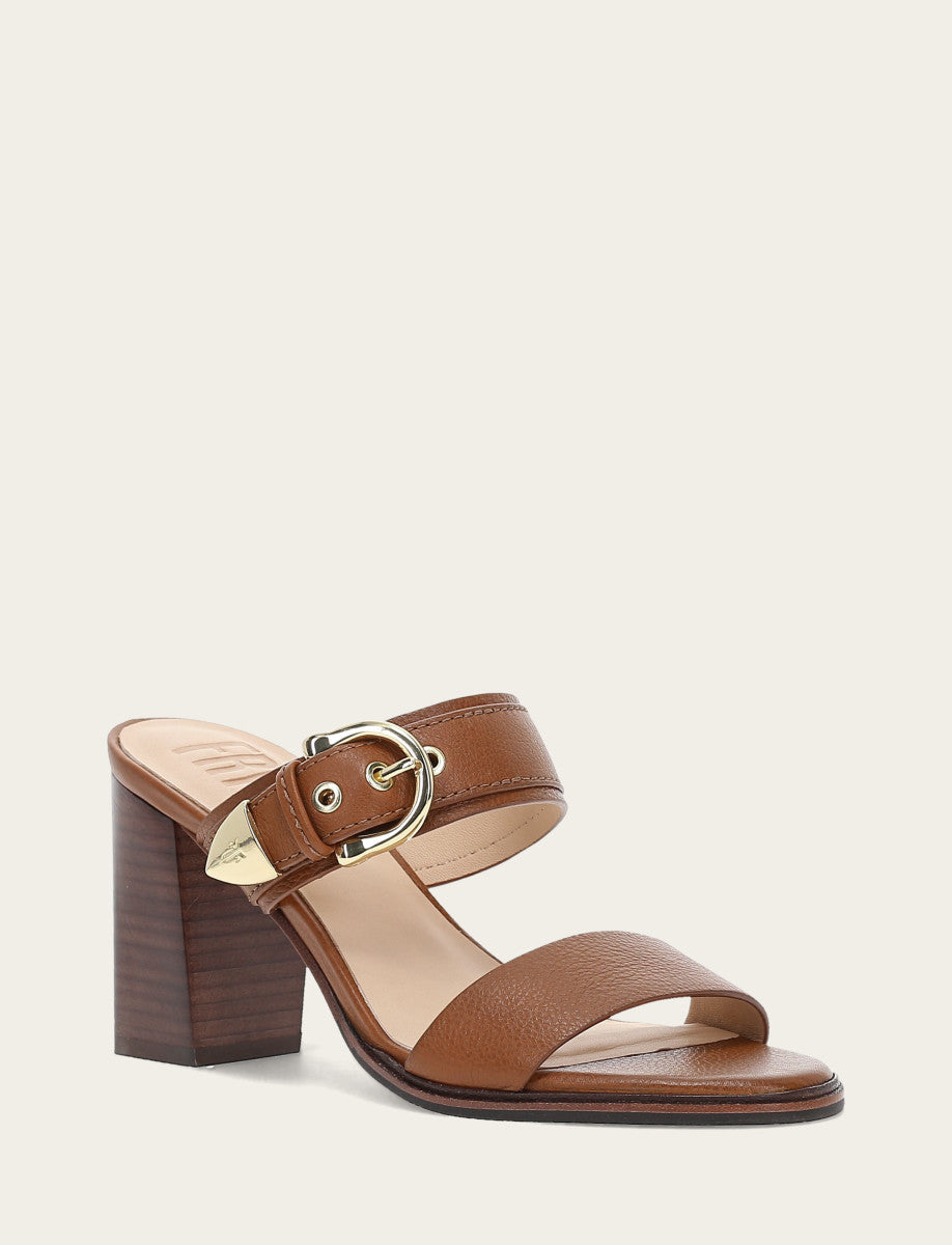 Women's Dark Latte Stella Buckle Slide Sandals | Frye Trusted