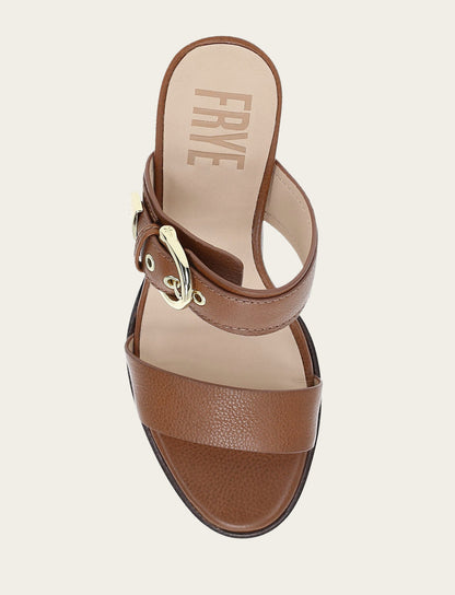Women's Dark Latte Stella Buckle Slide Sandals | Frye Trusted