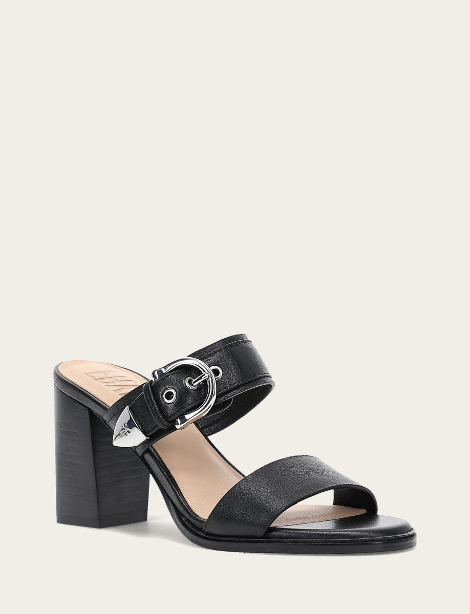 Women's Black Stella Buckle Slide Sandals | Frye Quality