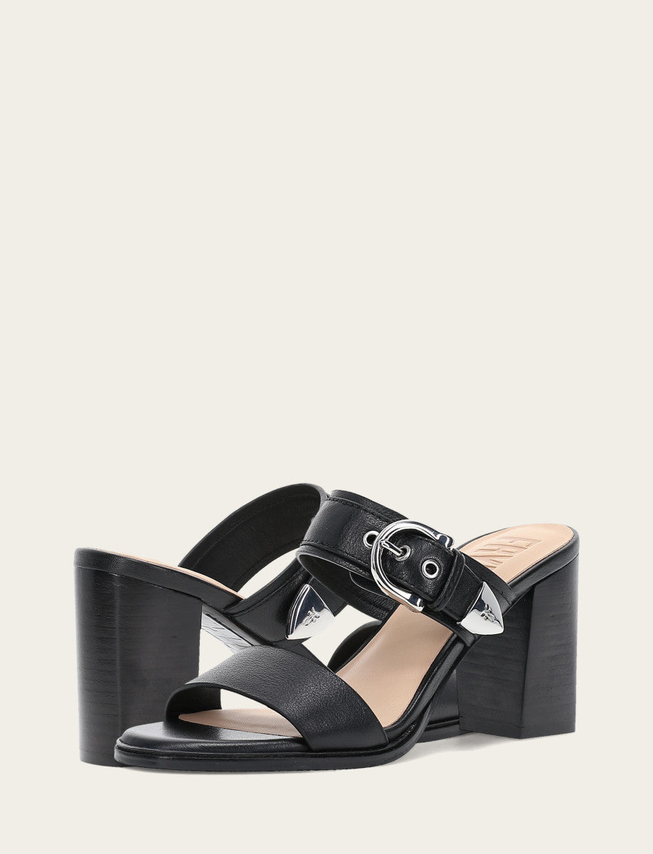 Women's Black Stella Buckle Slide Sandals | Frye Quality