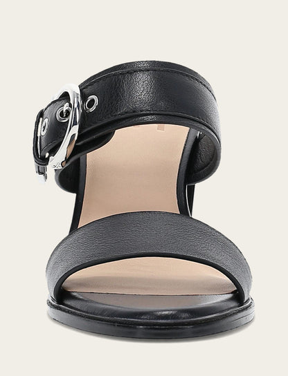 Women's Black Stella Buckle Slide Sandals | Frye Quality