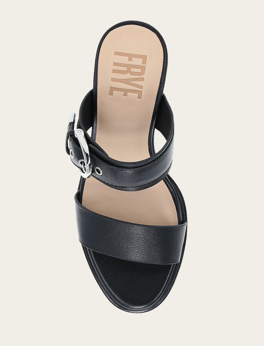 Women's Black Stella Buckle Slide Sandals | Frye Quality