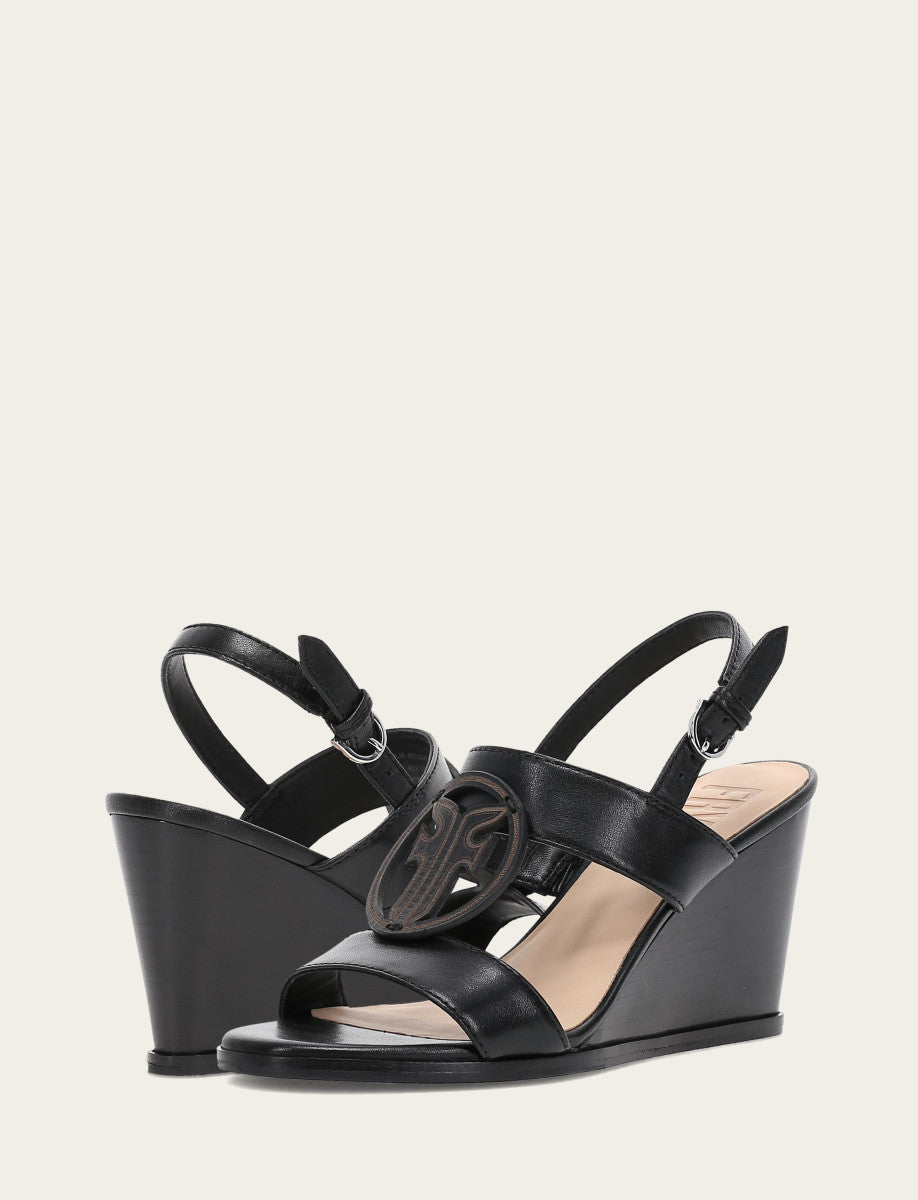 Women's Black Rachel Logo Sandals | Frye Great Value
