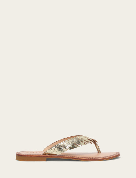 Women's Gold Mirror Ava Fringe Sandals | Frye Everyday