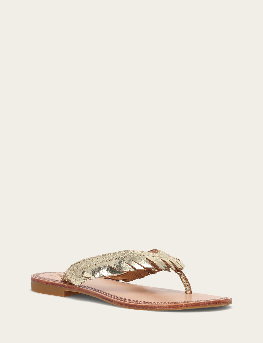 Women's Gold Mirror Ava Fringe Sandals | Frye Everyday