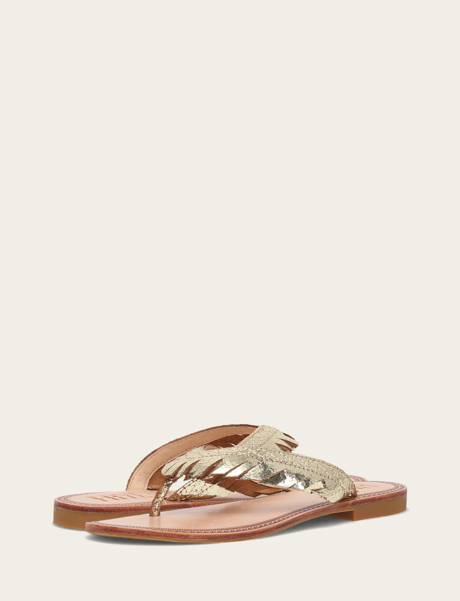 Women's Gold Mirror Ava Fringe Sandals | Frye Everyday