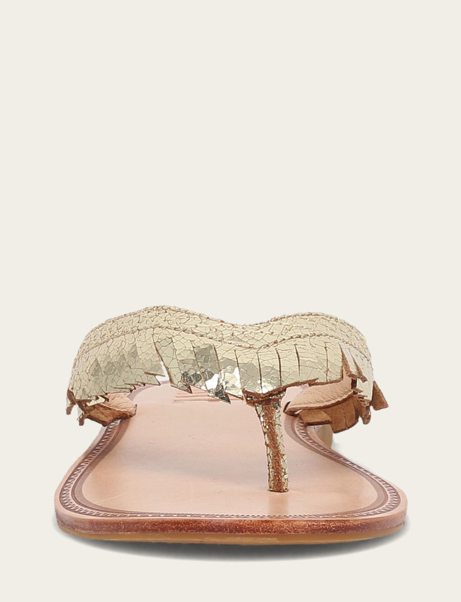 Women's Gold Mirror Ava Fringe Sandals | Frye Everyday