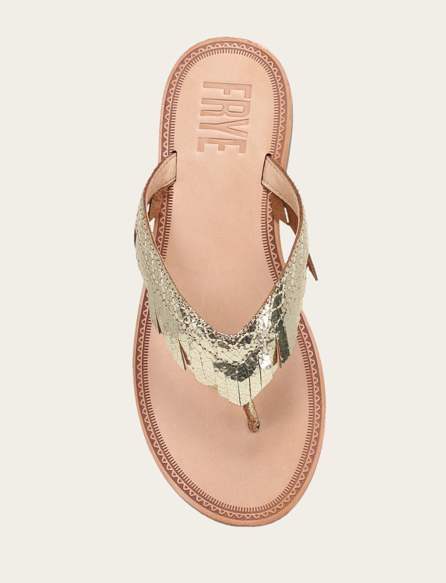 Women's Gold Mirror Ava Fringe Sandals | Frye Everyday
