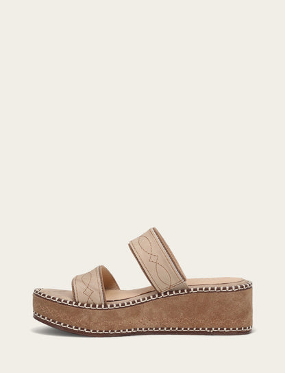 Women's Almond Joy Woodstock 2 Band Platform Slide Sandals | Frye Best Seller