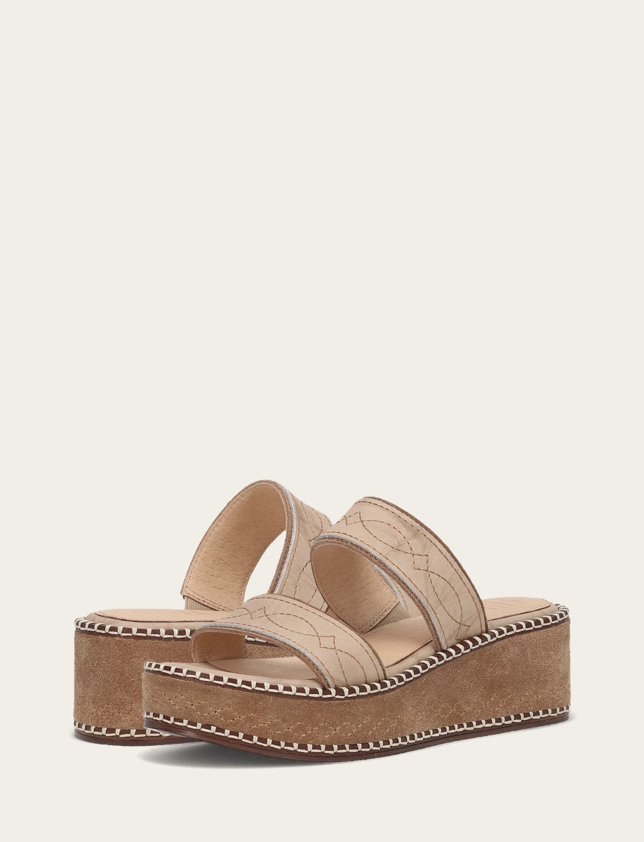 Women's Almond Joy Woodstock 2 Band Platform Slide Sandals | Frye Best Seller