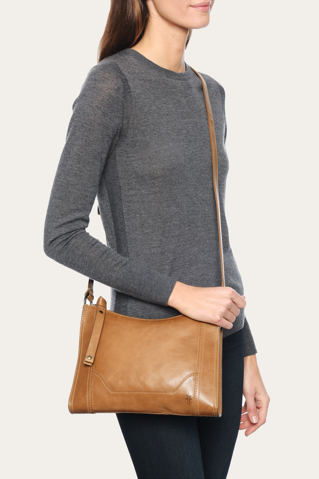 Melissa Zip Crossbody in Beige | Frye Value