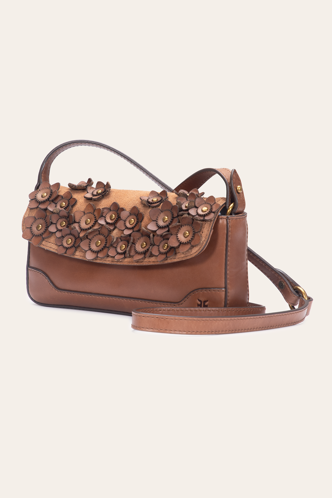 Cognac Melissa Floral Convertible Mini Flap | Frye Signature