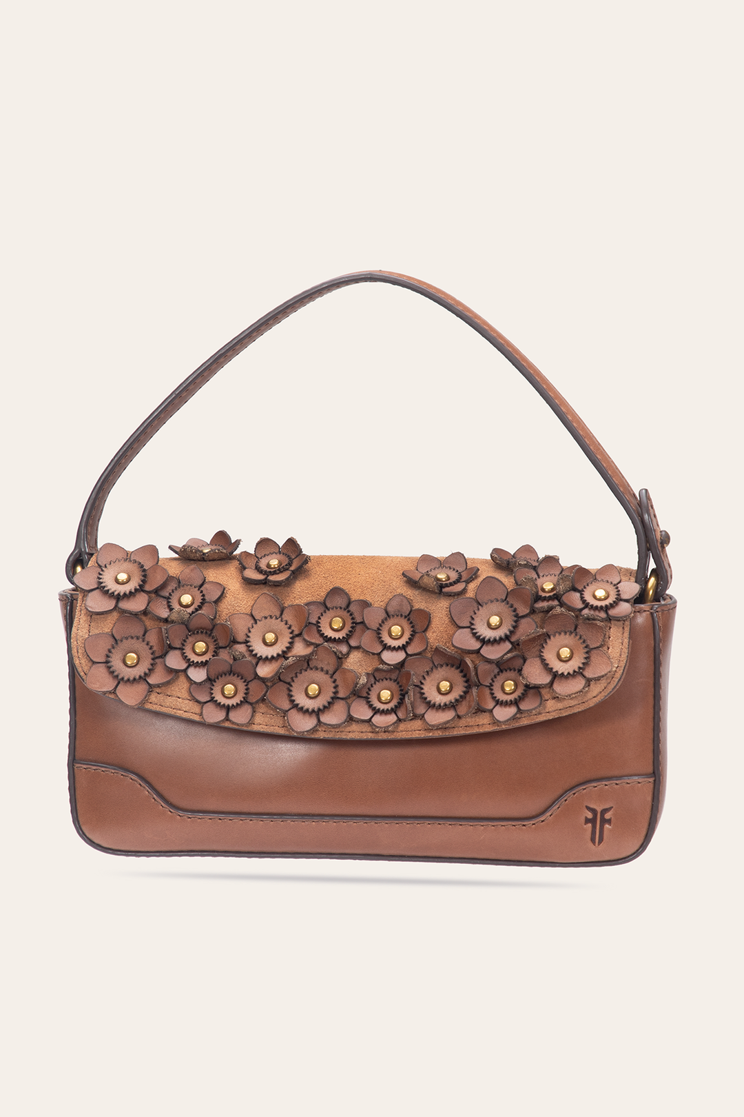 Cognac Melissa Floral Convertible Mini Flap | Frye Signature