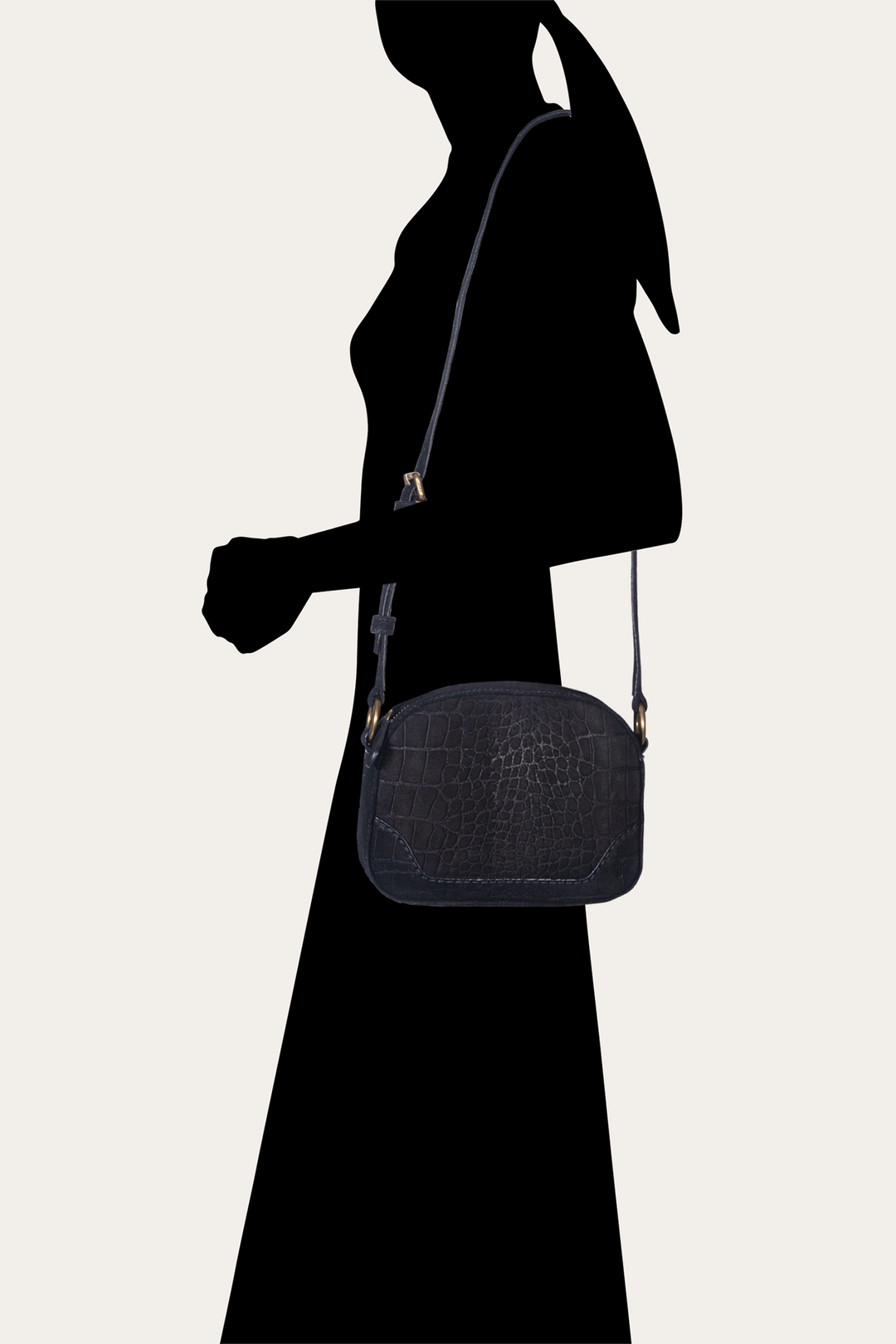 Melissa Black Sueded Croco Camera | Frye New