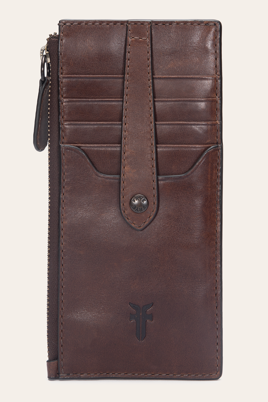 Melissa Dark Brown Snap Card Wallet | Frye Customer Favorite