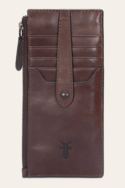 Melissa Dark Brown Snap Card Wallet | Frye Customer Favorite