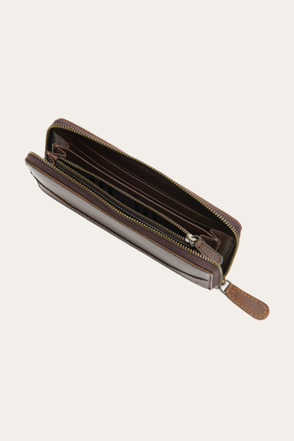 Melissa Dark Brown Zip Wallet | Frye Great Value