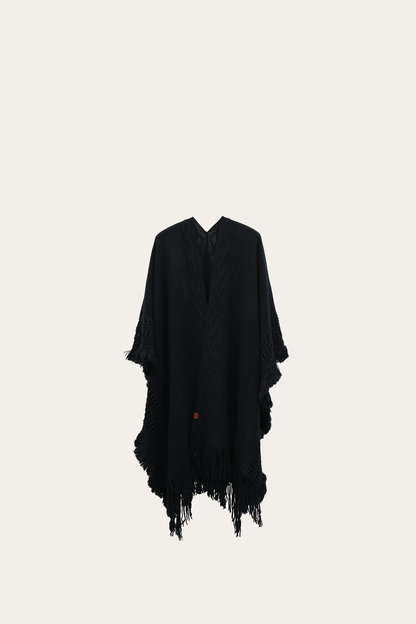 Navy Blazer Embellished Fringe Ruana | Frye Classic