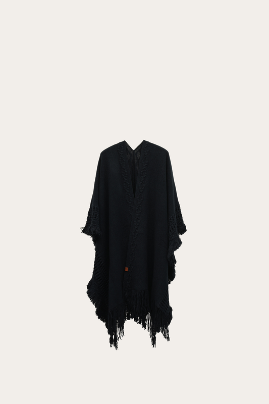 Navy Blazer Embellished Fringe Ruana | Frye Classic