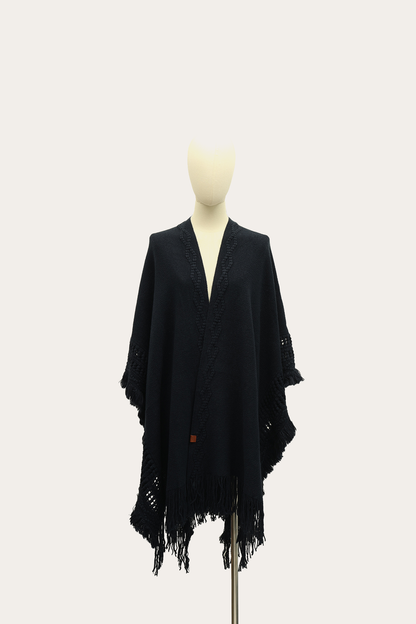 Navy Blazer Embellished Fringe Ruana | Frye Classic