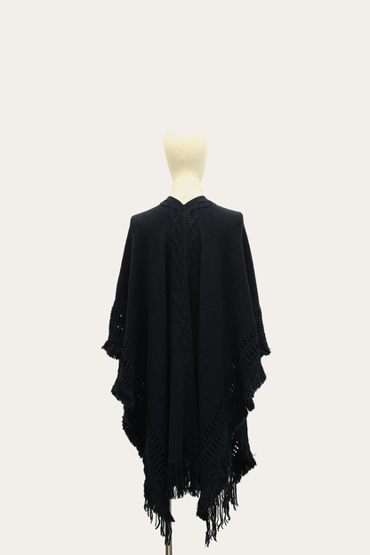 Navy Blazer Embellished Fringe Ruana | Frye Classic