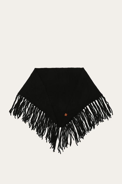 Black Long Fringe Triangle Scarf | Frye Featured