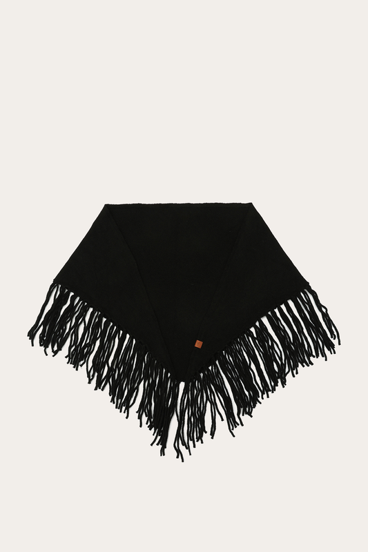 Black Long Fringe Triangle Scarf | Frye Featured