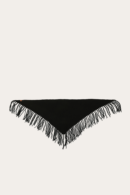 Black Long Fringe Triangle Scarf | Frye Featured