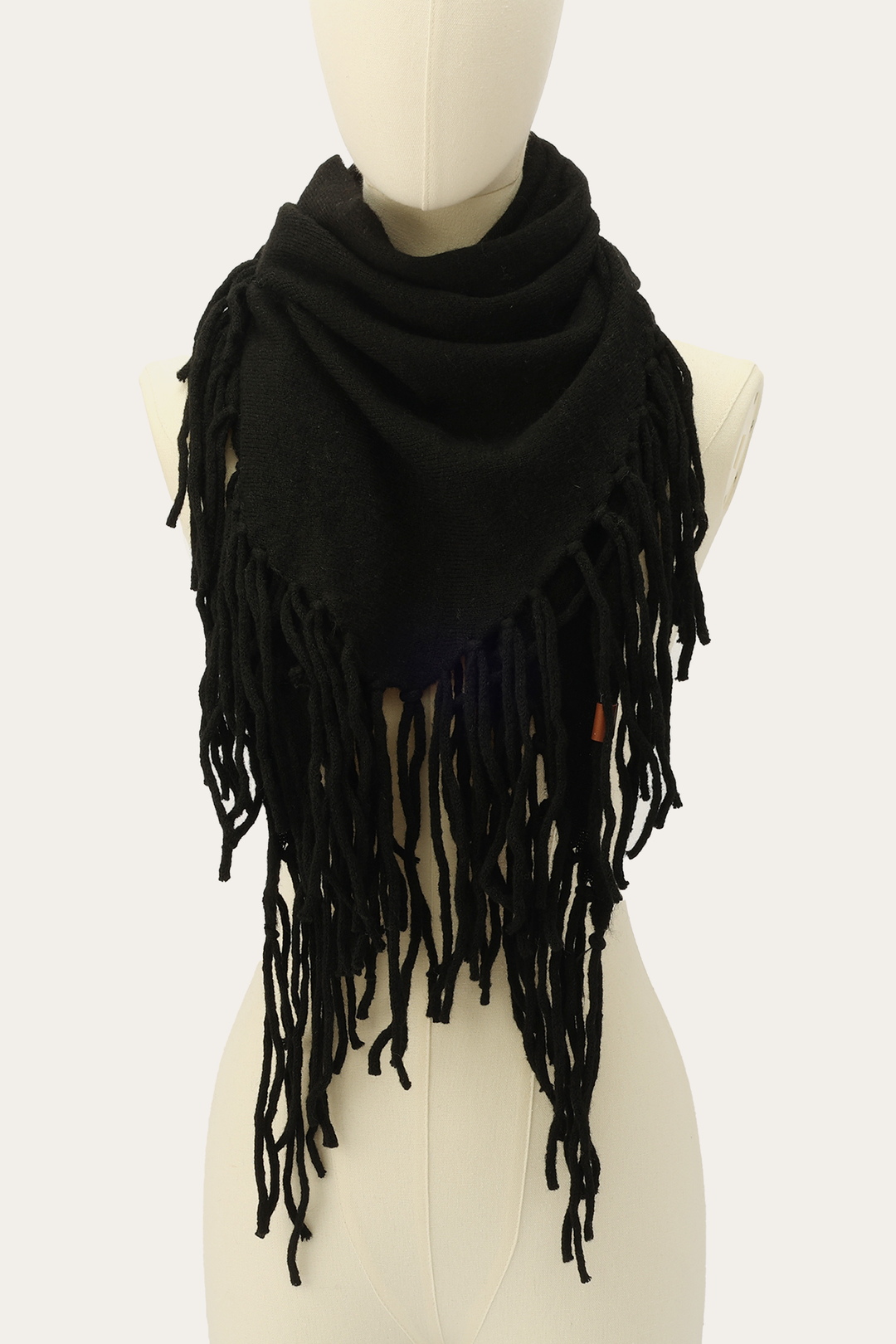 Black Long Fringe Triangle Scarf | Frye Featured
