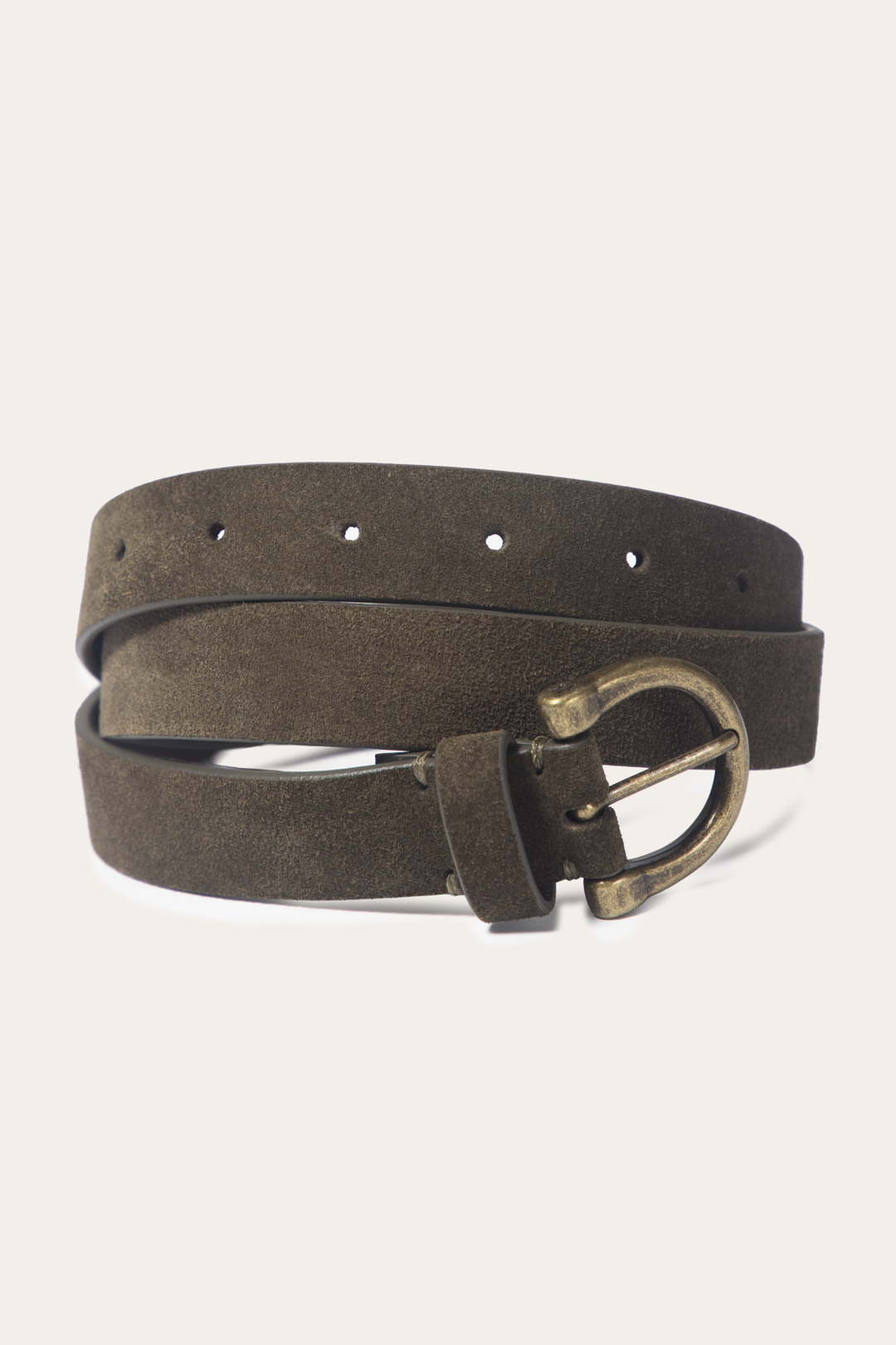 Light Olive 25mm Suede Horseshoe Buckle Belt | Frye Deals